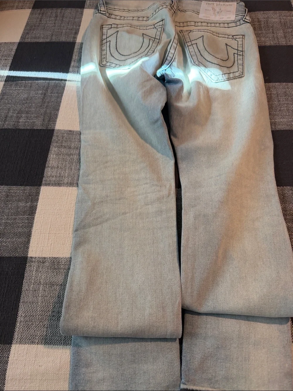 True Religion Rocco relaxed skinnyWashed Light Blue Ripped Jeans